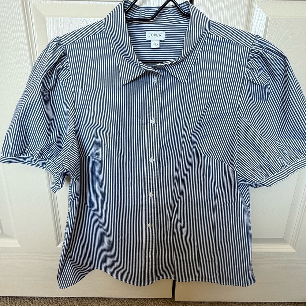 J. Crew Blue and White Striped Blouse